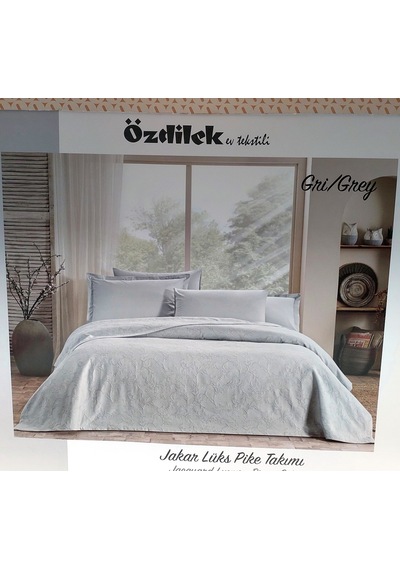 Özdilek Rf-gri-jakar Lux Tek Kişilik Piketakımı 2 Yastık Kılıflı