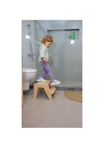 Montessori Ahşap Basamak, Tabure Doğal Ahşap