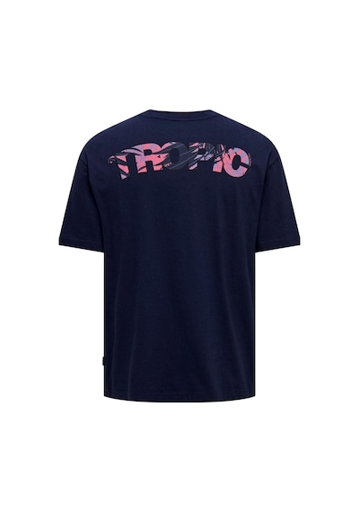 Only Erkek T-shirt 22029519 Onsmervyn Lıfe Rlx Summer Lacivert