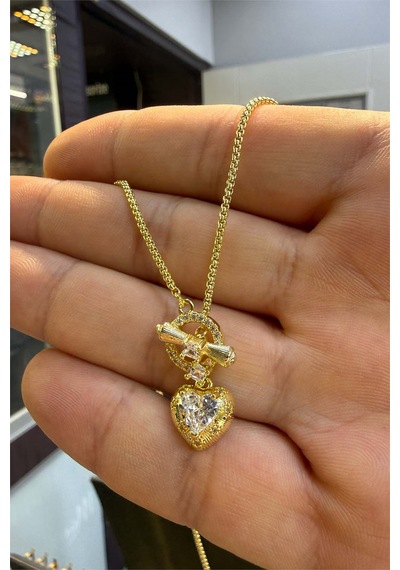 İnce Kalpli 45 Cm Kolye Altın