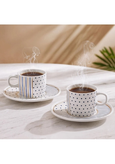 Güral Porselen Mental 4 Parça Çay Fincan Takımı 65481 Beyaz
