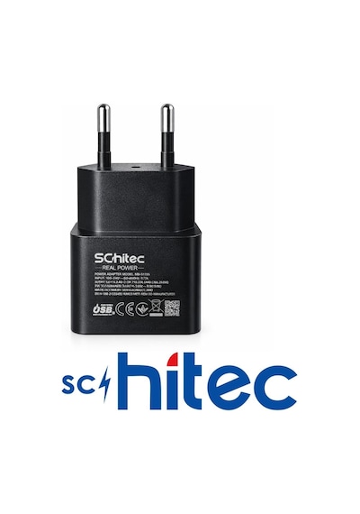 Schitec 25w Type-c Çıkışlı Hızlı Şarj Aleti Type-c To Type-c Kablolu Set Siyah Sc006 1 Metre
