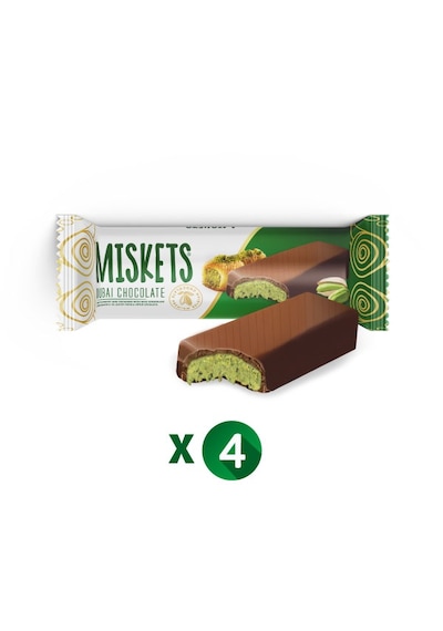 Miskets Antep Fıstıklı Çıtır Kadayıflı Dolgulu Dubai Çikolatası 4 x 25 G