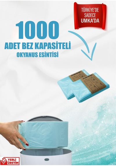 Korbell 16 Lt Uyumlu 1000 Adet Bez Kapasiteli 2 Paket Okyanus Kokulu Yerli Çöp Poşeti