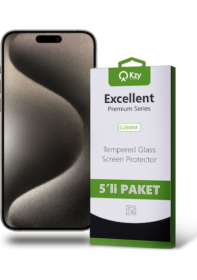 Apple iPhone 15 Pro Max Uyumlu İle Temperli Ekran Koruyucu Kırılmaz Cam Ekonomik 5'li Paket