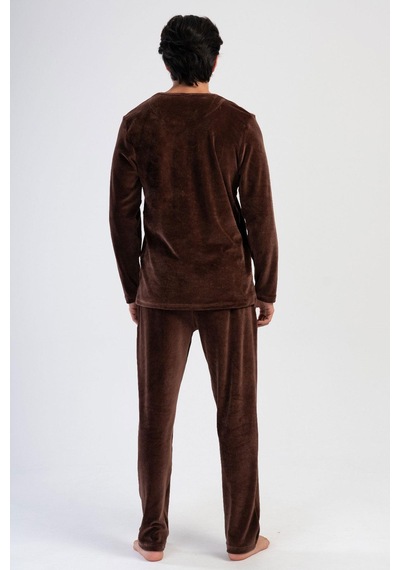 Vienetta Erkek Uzun Kol Kadife Kahve Pijama Takım C8t9n0o304 001