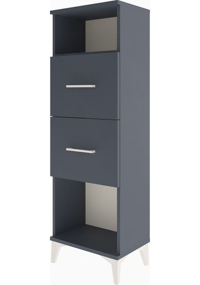Arges Dolap Tek Raflı 2 Çekmeceli 44x30x134 Antrasit-antrasit Antrasit