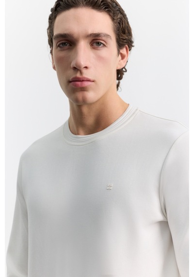 Avva Erkek Ekru Bisiklet Yaka Kolay Ütülenen Regular Fit Sweatshirt B001035