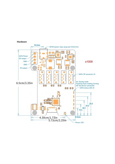 X1009 5b Bağlantı Pcıe Genişletme Kartı, 5 Gbps Veri Aktarımıyla Aynı Anda 5 Diske Kadar Destek