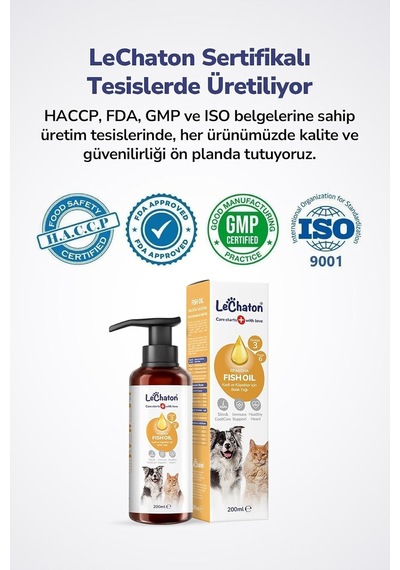 Kediler Ve Köpekler Için Balık Yağı 200ml Omega 3 Ve 6 Takviyesi Tüy Ve Cilt Sağlığı Tamamlayıcı