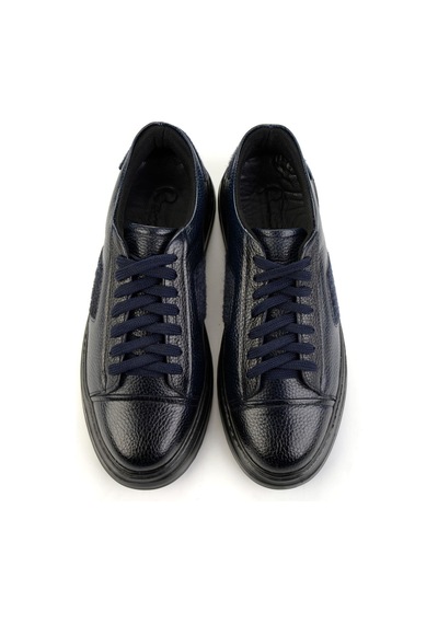 Bambi Lacivert Hakiki Deri Erkek Sneaker E01600121640 Lacivert