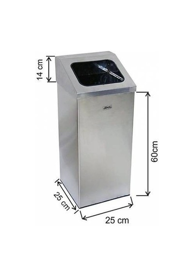 Paslanmaz Metal Çöp Kovası İmaj Kare 37 Litre