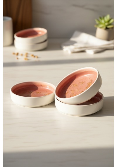 Elipse Shape Rosa Tabak 9 Cm Şık Ve Modern Porselen Sunum Tabağı
