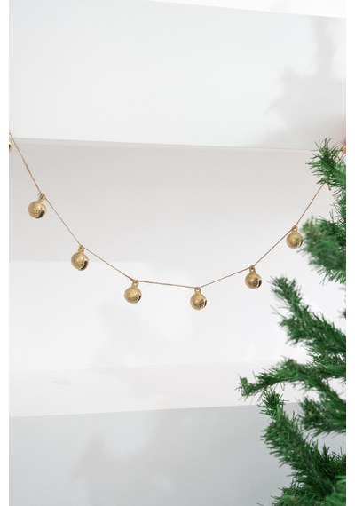 Yılbaşı Jüt İp Gold Yuvarlak Çanlı Zincir Noel Çam Ağaç Süsü Gold - 667570825