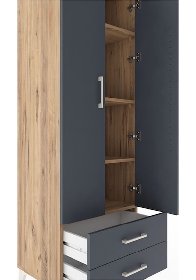 Hyperion Dolap 2 Raflı 2 Kapaklı Tek Askılı 60x44x182 Antrasit-antrasit Atlas Çam
