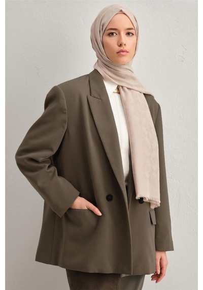 Armine Tencel Yün Monogram Desen Şal 05 BEj