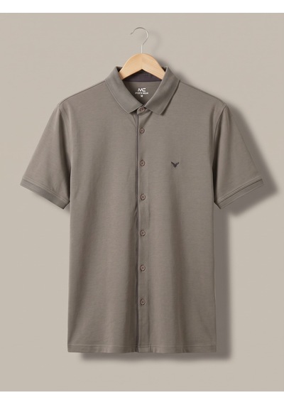 Maccali Erkek Haki Kısa Kollu Basic Polo Yaka Gömlek