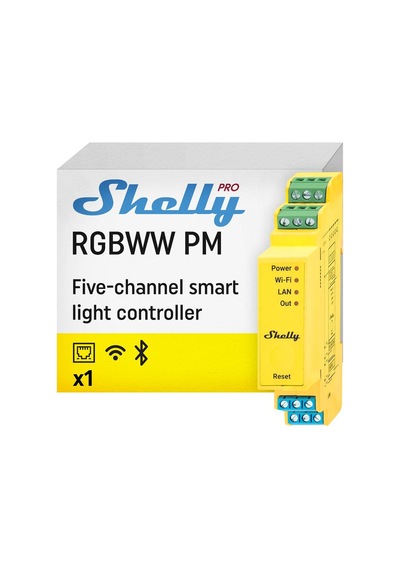Shelly Pro Rgbww Pm Akıllı Led Renk Ve Parlaklık Kontrol Rölesi