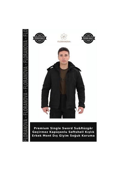 Floranova Premium Single Sword Su&rüzgâr Geçirmez Kapüşonlu Softshell Kışlık Erkek Mont Dış Giyim Soğuk Koruma Çok Renkli
