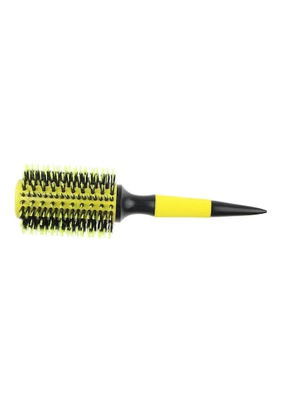 Koodmax Ahşap Saplı Naylon Kıl Saç Şekillendirici Fön Fırçası - Saç Düzleştirici Tarak 6cm - Sarı - Siyah