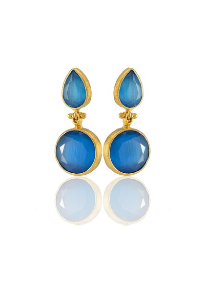 Kadir Jewellery 22 Ayar Altın Kaplama Vintage Küpe -el İşçiliği Ve Hipoalerjenik Küpe Koyu Mavi 49911976