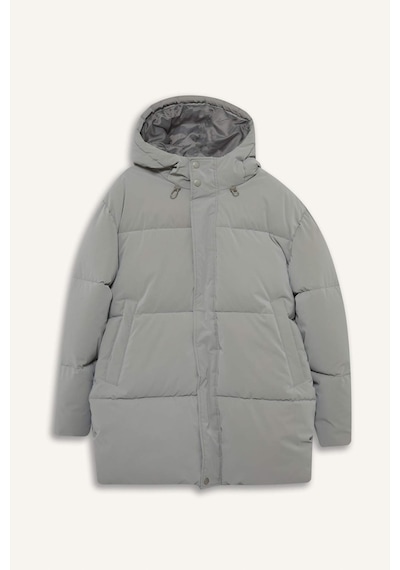 Defacto Su İtici Regular Fit Kapüşonlu Cepli Astarlı Rüzgar Geçirmez Fermuarlı Parka F0431ax25wngr454 Gri-gr454