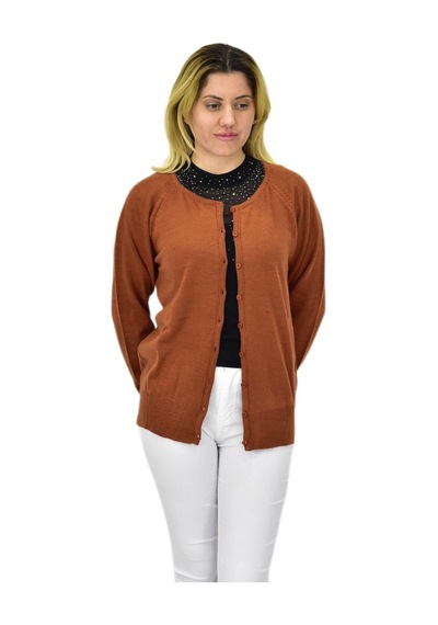 Kadın Triko Spor Hırka Bgl-st04086 Taba