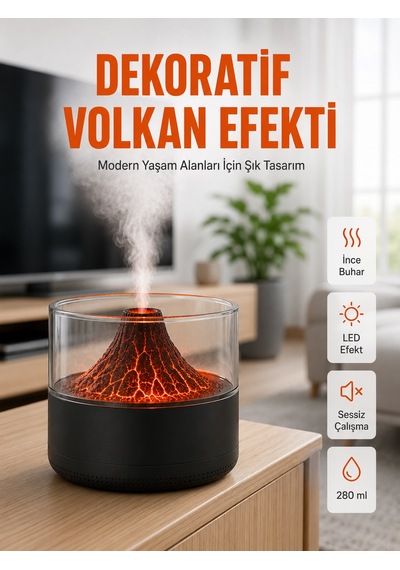 Volkanik Tasarımlı Led Işıklı Ultrasonik Nemlendirici Diğer