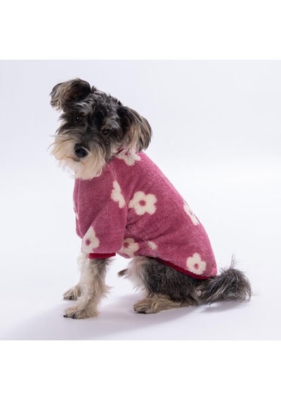 Pembe Çiçek Desenli Pink Blossom Sweat Dar Kalıp Kedi Köpek Sweati Kedi Köpek Kıyafeti Köpek Peluşu Sıcak Tutan Sweat