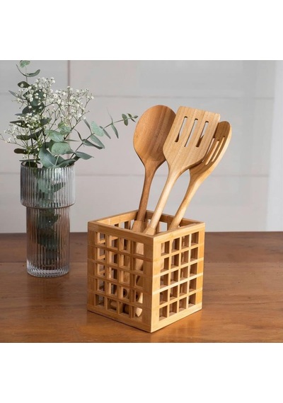 Mutfak Bambu Kare Modern Tasarımlı Kare Kaşıklık 131315 Cm Diğer