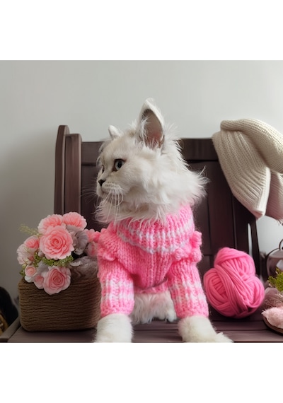 Kedi Ve Köpek İçin Pembe Bonbonlu Kazak