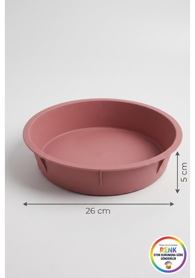 Yuvarlak Silikon Kek Kalıbı Yapışmaz Kolay Çıkan Pasta Turta Kek Borcamı Fırın Kalıbı 26 Cm Çok Renkli
