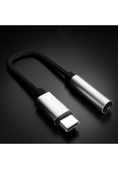 Lenyes Ax105 Type-c To 3.5mm Aux Çevirici Örgülü Ses Adaptörü Gümüş Gümüş