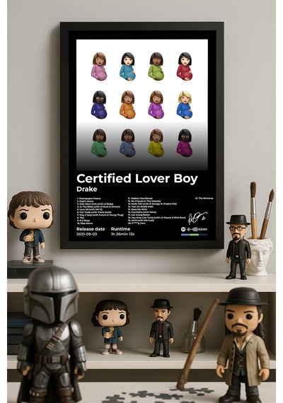 Drake Certified Lover Boy Siyah Ahşap Çerçeveli Poster, Dekoratif Müzik Albüm Duvar Tablosu