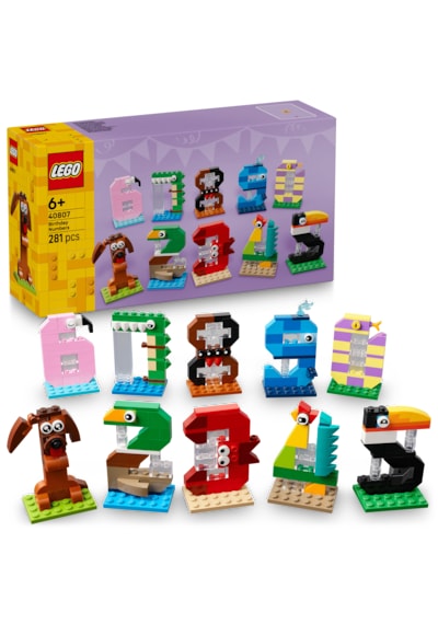 LEGO® Doğum Günü Rakamları 40807 – 6 Yaş ve Üzeri Çocuklar için Hayvanlı Masa ve Süs İçeren Eğitici Oyuncak Yapım Seti (281 Parça)
