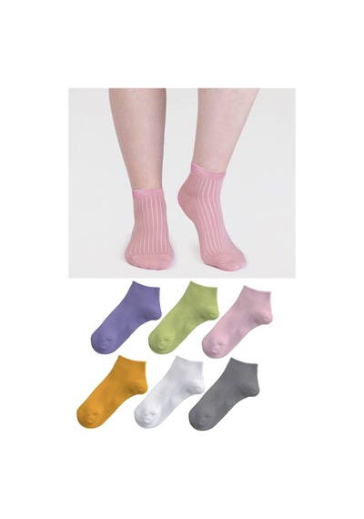 Footmania 6 Çift Kadın Extra Yumuşak Pastel Fitilli Çorap Dikişsiz Burun Çok Renkli Footmania 6 Çift Kadın Extra Yumuşak Pastel Fitilli Çorap Dikişsiz Burun Çok Renkli