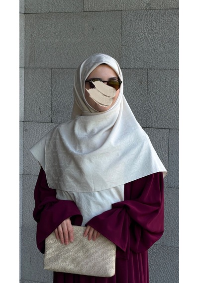 Qalortex Scarf Premium Jakarlı Mira B.boy Eşarp -ekru