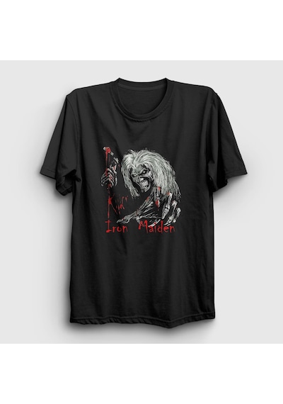 Presmono Unisex Blood Iron Maiden T-shirt Siyah