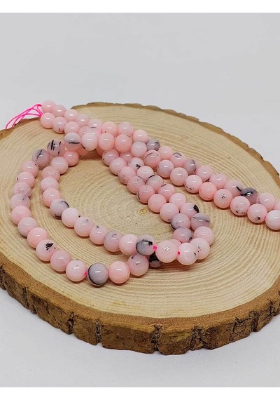 Çeyrek Dizi 9cm Uzunluğundadır Pembe Siyah Alacalı Opal Taşı Çeyrek Dizi 8mm Çok Renkli