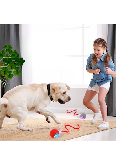 Hareketli Şarjlı Işıklı 360 Derece Dönen Akıllı Oyun Topu Kuyruklu İnteraktif Kedi Köpek Oyun Topu