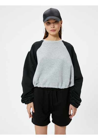 Koton Crop Sweatshirt Renk Bloklu Beli Ayarlanabilir Lastikli Bisiklet Yaka Gri Melanj 4sal10670ık Gri Melanj Koton Crop Sweatshirt Renk Bloklu Beli Ayarlanabilir Lastikli Bisiklet Yaka Gri Melanj 4sal10670ık Gri Melanj