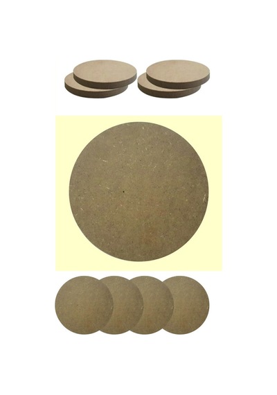 Yuvarlak 4Adet 12 CM Çap Ham Mdf Boyanabilir Bardak Altlığı