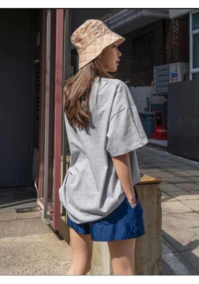 Kadin Gri Oversize Wonderful Baskılı T-shirt Gri-67865