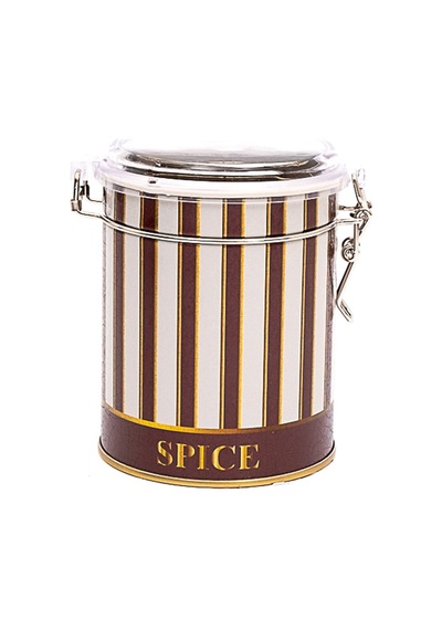 Circus Spice Desenli Kilitli Kapaklı Yuvarlak Metal Kutu, 9 X 11 Cm, 0.6 Lt