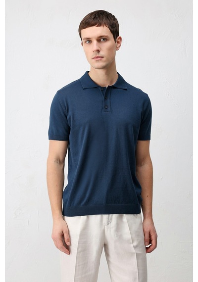 Antioch Comfort Slim Polo Yaka Erkek Triko T-shirt İndigo