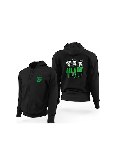 Green Day Green Hearth Siyah Fermuarlı Limited Edition Kapşonlu Sweatshirt Siyah