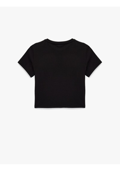 Koton Slim Fit Kısa Kollu Pamuklu Bisiklet Yaka Spor Tişört Siyah 7wak10053nk