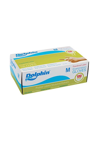 Dolphin Pudralı Lateks Muayene Eldiveni 20 x 100'lü