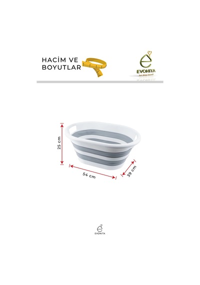 Katlanabilir Çamaşır Leğeni 25 Lt Akordiyon Sepet Yer Kaplamaz Katlanır Banyo Organizer Gri