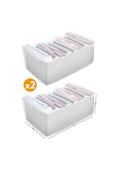 Esti 2 Adet - 8 Gözlü Çekmece Içi Akordiyon Organizer - Large 24 X 37 X 18 Gri-beyaz-2l